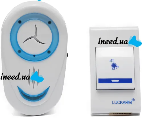 Дверной звонок Luckarm Intelligent 8853 беспроводная кнопка на батарейках, передатчик сигнала и приемник на 32 мелодий для входной двери до 150 м