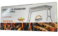 Переносной раскладной мангал Stainless Steel Grill GP-4273 для шашлыка и барбекю, Гриль со съемной сеткой 48х33х59 см на древесных углях и дровах