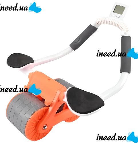 Автоматический ролик тренажер Healthy Abdomen Wheel DL-431 для пресса живота с отскоком и поддержкой локтя с дисплеем, Колесико с ковриком AND438