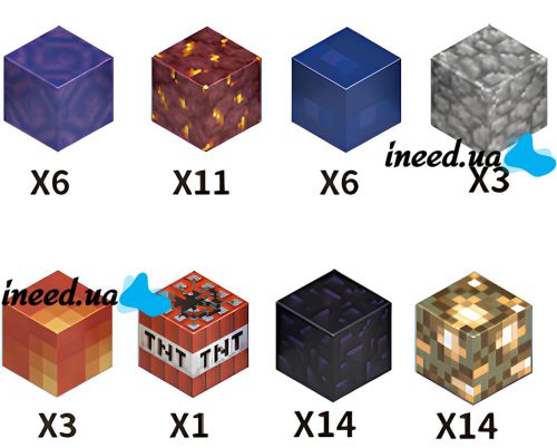 Детский магнитный конструктор Майнкрафт Magnetic Block Minecraft Z05A на 58 деталей 2х2 см разноцветные развивающие 3D кубики для детей от 3-х лет