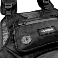 Tough Slhs 125 tactical vest chest bag with 2 compartment pockets, headphone output and adjustable chest straps Black