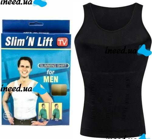 Утягивающая майка для мужчин Slim'n Lift men корректирующее мужское белье Black, Мужская корректирующая майка Слим энд Лифт фо Мэн Черная