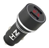Автомобильное зарядное устройство с вольтметром Car Charger HZ HC7 3.1A, Адаптер для зарядки 2xUSB в прикуриватель, Автозарядка с экраном Черный