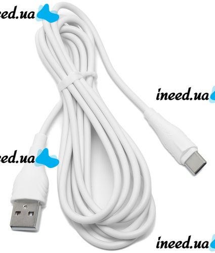 Кабель для зарядного устройства Borofone BX18 USB Type-C 3A 1м для зарядки и передачи данных телефона, зарядка шнур 100 см для смартфона Белый