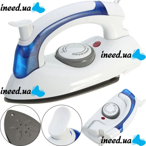 Folding Hand Iron Soarin SR-258B 700W with Steaming Function 3 Modes, Steam Generator Steamer with Folding Handle AND-31-30 White with blue