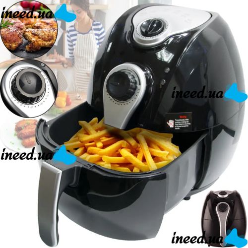 Аерофритюрниця мультипіч Domotec Airfryer Ms-3220 4.5 л з функцією аерогрилю для приготування їжі без масла 1300W, безмаслянная фритюрниця Чорна