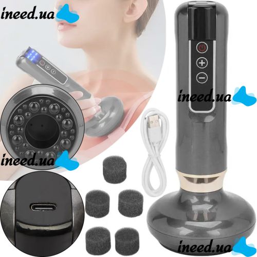 Аккумуляторный вакуумный массажер Cupping Massage Instrument DS-A15 антицеллюлитный с инфракрасным нагревом 12 режимов для омоложения тела MAG-742