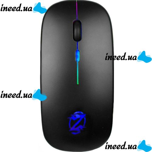 Бездротова комп'ютерна мишка Zornwee AP100 Bluetooth з RGB підсвічуванням на акумуляторі, ігрова акумуляторна миша BauTech з 2.4 GHZ для комп'ютера Чорна