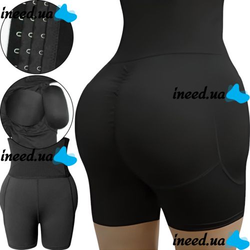 Корректирующие трусики-шорты Body Hip Pants для увеличения ягодиц с завышенной высокой талией и эффектом пуш-ап, утягивающие для бедер Черные