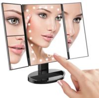 Cosmetic Triple Mirror with Touch Button Superstar Magnifying Mirror JN-817 3 in 1 with Magnification, Folding Mirror with LED Backlight Black