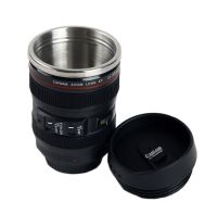 Кружка термос в виде объектива от фотоаппарата Canon EF 24-105, Термокружка объектив 350 мл, Термо чашка с крышкой, Черная