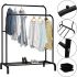 Подвійна стійка вішалка Double Floor Hanger 162х130 см для одягу і полицею для взуття, підлогова стійка-вішалка зі штангою на ніжках до 30 кг чорна