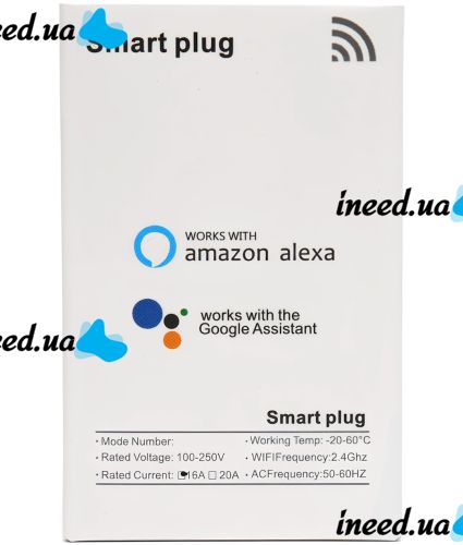 Умная розетка Tuya Smart Socket Plug WH004 16А 100-240V смарт розетка EU с таймеров WiFi и дистанционным голосовым управлением с телефона в розетку