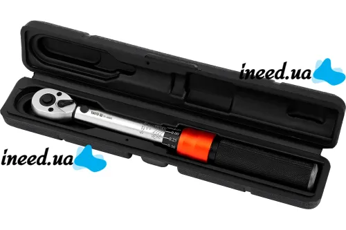 Динамометрический ключ YATO YT-07676 1/2" 20-220 Нм трещоточный ключ для точной затяжки болтов и гаек, инструмент в кейсе для ремонта автомобилей