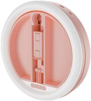 Настольная кольцевая LED лампа на штативе Live Light JM-01 29 см селфи кольцо с подсветкой и держателем для телефона для фото и видео USB Розовое