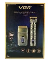 Беспроводная машинка и триммер для стрижки волос и бороды VGR V-649 со сменными насадками, Аккумуляторный бритвенный станок для мужчин от USB Золотой