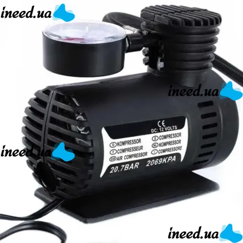 Электрический автомобильный компрессор 300 PSI 10-12Amp 25л Ji030 воздушный насос для автомобиля, Автокомпрессор для подкачки колес машины Черный