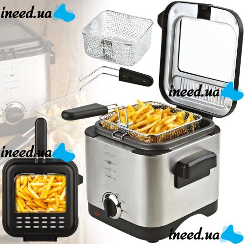 Fryer Crownberg CB-5542 for 1.5 liters 1200 W kitchen device with removable bowl for cooking and frying fries, nuggets
