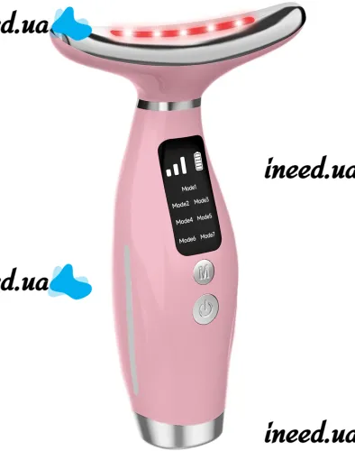 Акумуляторний мікрострумовий масажер Neck Beauty Device HY69 7 режимів міостимулятор для підтяжки та ліфтингу шкіри обличчя і шиї з дисплеєм і підсвічуванням