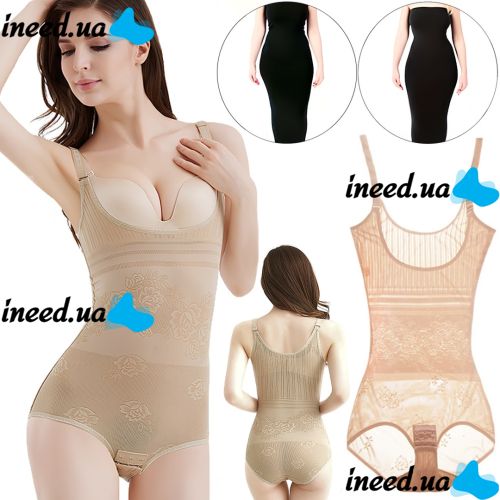 Корректирующее боди Waist Band 181 женское утягивающее нижнее белье 35-110 кг моделирующий комбидресс для коррекции фигуры и талии с пуш-ап Бежевый