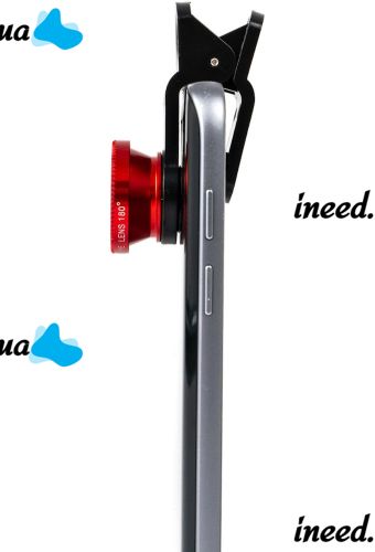 Линза с прищепкой для съемки Fish Eye Lens Y-12 3 в 1 набор объективов для фото и видео на телефон, панорамный рыбий глаз макросъемка Y12 Красный
