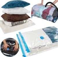 Vacuum bags 80x120 cm for compact storage with a vacuum cleaner valve, reusable transparent bags for packing clothes
