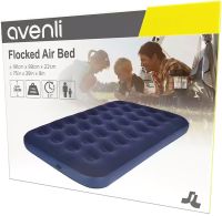 Надувной одноместный матрас Avenli Flocked Air Bed Single 191х99х22см до 150 кг с велюровым покрытием, Надувная кровать на 1 место с насосом Синий