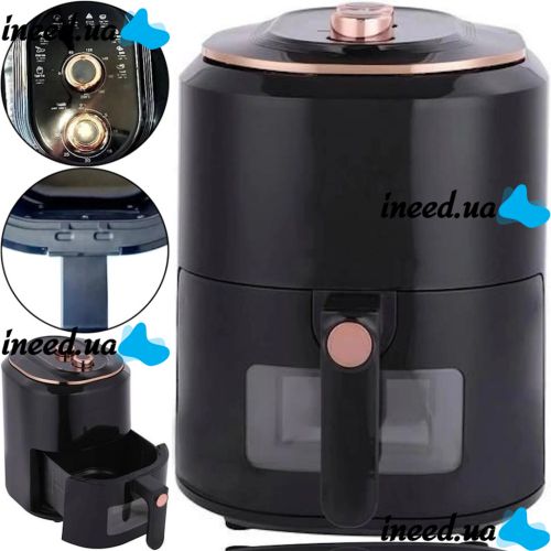 Безмаслянная аэрофритюрница мультипечь Volyx Air Fryer Extra Large Capacity ST-609 7.5л 3800W для приготовления еды, Электрическая фритюрница 8567