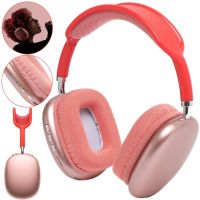 Накладные беспроводные наушники Bluetooth Macaron P9 Max с Aux полноразмерные блютуз стереонаушники со слотом карты памяти MicroSD, TF Card Красные