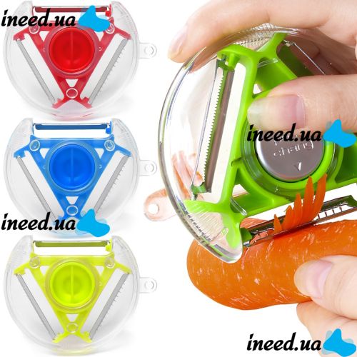 Ручная круглая овощерезка Rotary Multifunctional Peeler 3 в 1 универсальная трехсторонняя терка для чистки и нарезки соломкой овощей и фруктов