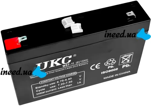 Аккумуляторная батарея UKC 6V 10Ah WST-10 универсальный свинцово-кислотный аккумулятор 6В 10Ач для торгового оборудования и игрушек