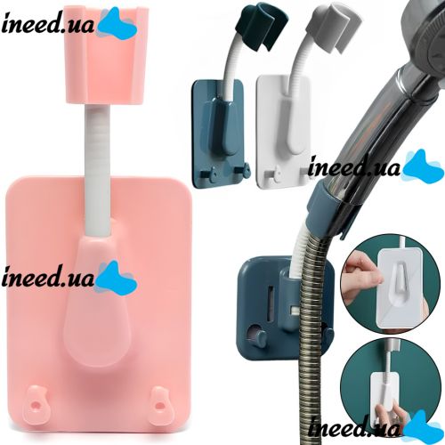 Настенный держатель для душевой лейки Shower Holder AND-129 универсальное вращающиеся крепление с 2 крючками для ручного душа на присоске в ванную