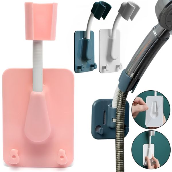 Wall Mounted Shower Head Holder Shower Holder AND-129 Universal Rotating Mount with 2 Hooks for a Hand Shower on a suction Cup in the Bathroom