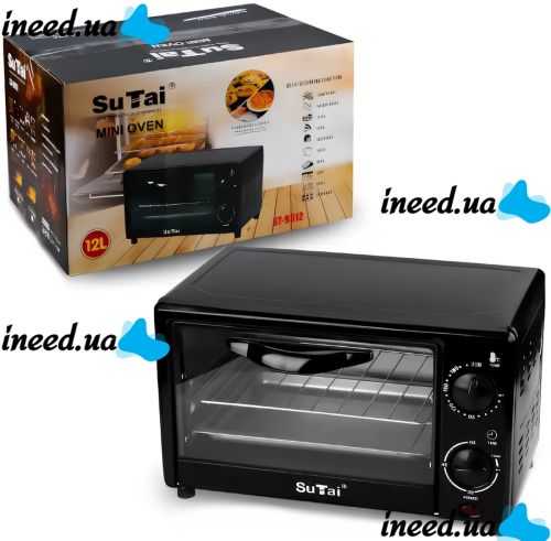 Мини электропечь Su Tai ST-9812 700W 12 л настольная электрическая духовка с таймером и механическим управлением температур 60-230 градусов от сети