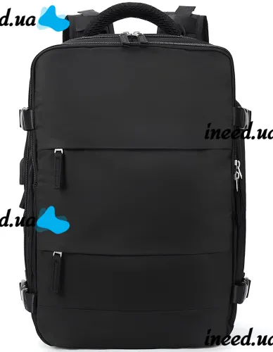Quentin J3279 Black Airplane Hand Luggage Backpack for Laptop 15.6" Travel Bag with USB Port Wizz Air Ryanair for Airplane
