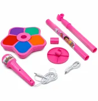 Детский микрофон Kid Star Microphone 5352A на регулируемой стойке с подсветкой, караоке со звуковыми эффектами и МР3 для детей от 3-х лет Розовое