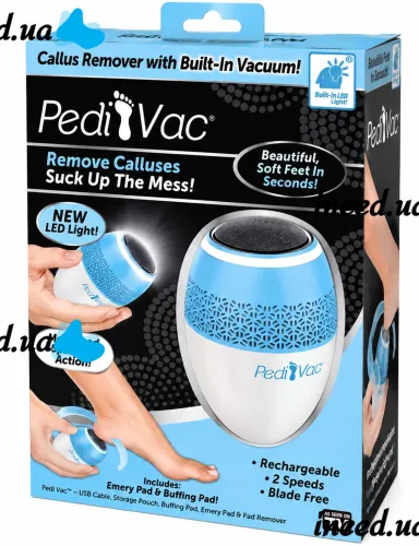 Электрическая пилка для ног Pedi Vac R1-4921 аккумуляторная шлифовальная пемза для чистки пяток и удаления мозолей с вакуумным пылесосом от USB