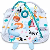 Детский развивающий коврик Ricokids Rabbit FK-2946 3в1 интерактивный манеж с мягкими бортиками, сухой бассейн с игрушками шариками для новорожденных