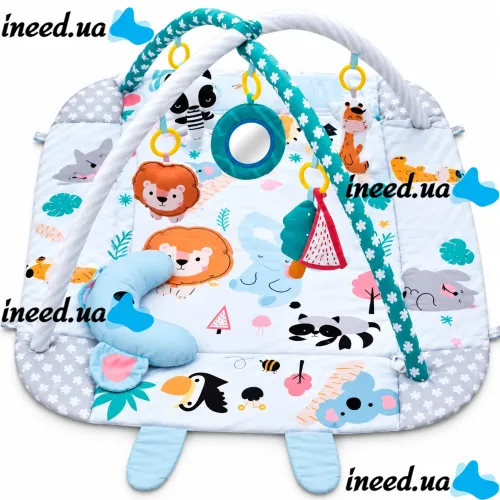 Детский развивающий коврик Ricokids Rabbit FK-2946 3в1 интерактивный манеж с мягкими бортиками, сухой бассейн с игрушками шариками для новорожденных