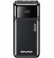 Портативное зарядное устройство Power Bank Awei PA-92 20000 мАч 22.5W внешний аккумулятор повербанк с быстрой зарядкой и дисплеем для телефона Type-C