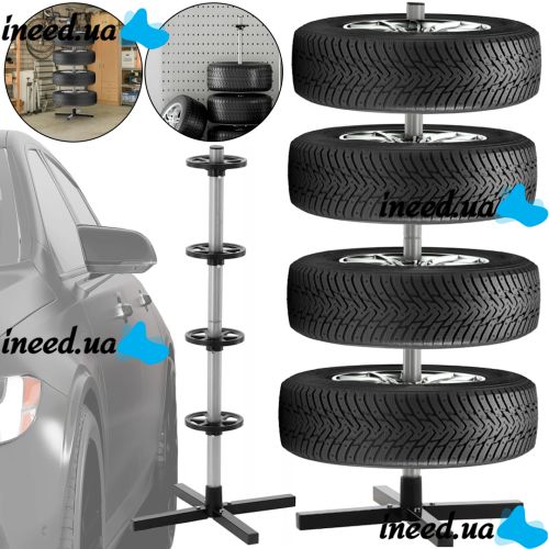 Garden Line 26X-82 Floor-Standing Wheel Storage Rack for 4 Wheels (up to 100 kg)—Vertical Stand for Car Tires and Rims, 105×45 cm