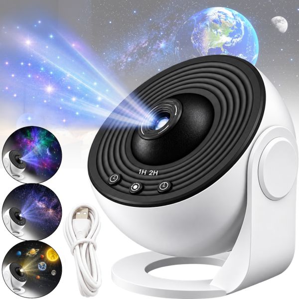 Проектор зоряного неба Galaxy Projector 360° Akenori PG-2000 13 в 1 світлодіодний галактичний нічник з таймером, домашній планетарій 13 космічних картриджів