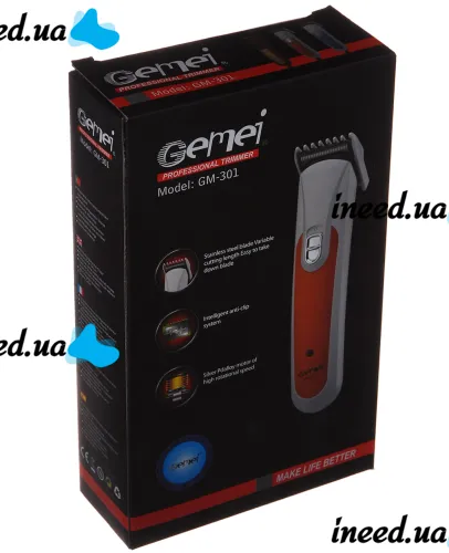 Проводная машинка для стрижки волос Gemei GM-301 15 W профессиональный триммер для окантовки бороды и усов от сети с насадкой