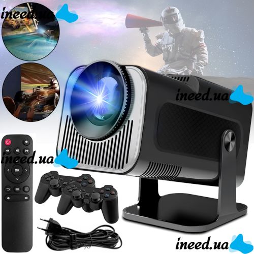 Портативный проектор Projector Game HCS350 Pro 4K игровая смарт приставка с джойстиками и пультом Full HD домашний кинотеатр с Wi-Fi Bluetooth USB