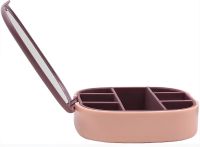 Органайзер для бижутерии с зеркалом Jewerly Storage Box LD-988 дорожная мини шкатулка на 7 отделений для украшений и ювелирных изделий 10х10 см