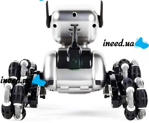 Stunt Dog Robot Champions Stunt Robot Dog is an eight-wheeled puppy with sound and light effects on a remote control and USB gestures