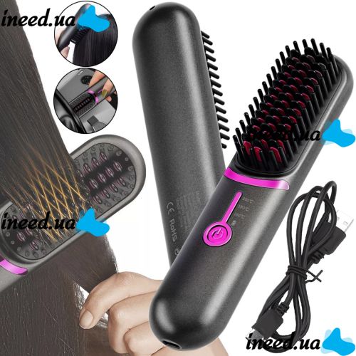 Rechargeable Hair Straightening Comb Hair Styler MAG-789 Portable Brush Straightener for Styling and Alignment, Travel Iron from USB