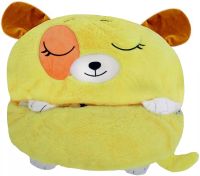 Спальный мешок с подушкой для детей Happy Nappers Собачка 3 в 1 детский спальник 130Х50 см кокон трансформер, подушка игрушка на молнии желтый