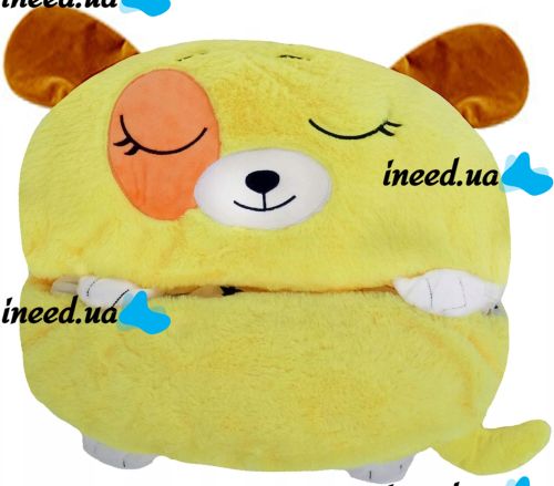 Спальный мешок с подушкой для детей Happy Nappers Собачка 3 в 1 детский спальник 130Х50 см кокон трансформер, подушка игрушка на молнии желтый