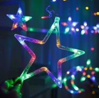 Внутренняя цветная гирлянда занавес Звезды Star Style 2.5Х1 м 138 LED диодов M, светодиодная RGB гирлянда-занавес 12 звезд на окно 2.5мх1м 220V